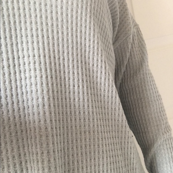 LIV - Light Blue Waffle Material Shoulder Cutout Top Blouse - Picture 6 of 7